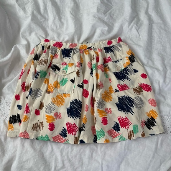 Pepaloves LARGE cream scribble print skirt crayons teacher lined classroom - Picture 1 of 5